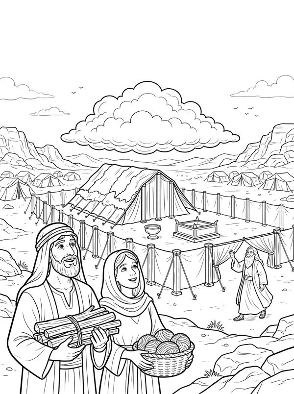 Building the Tabernacle coloring page