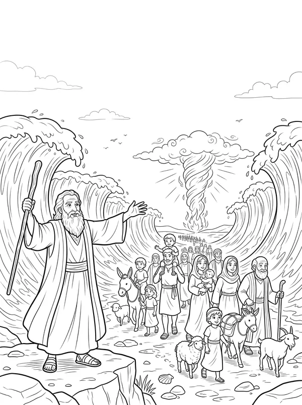 Crossing the Red Sea coloring page