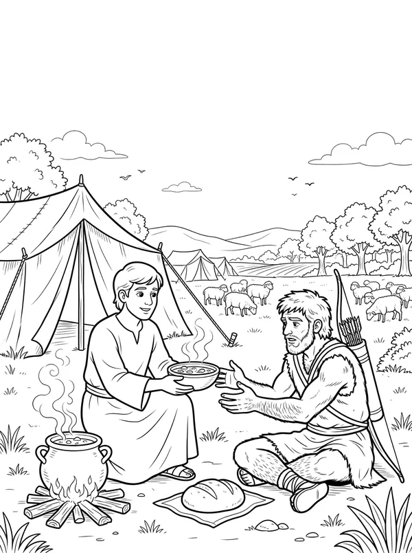 Esau Sells His Birthright coloring page