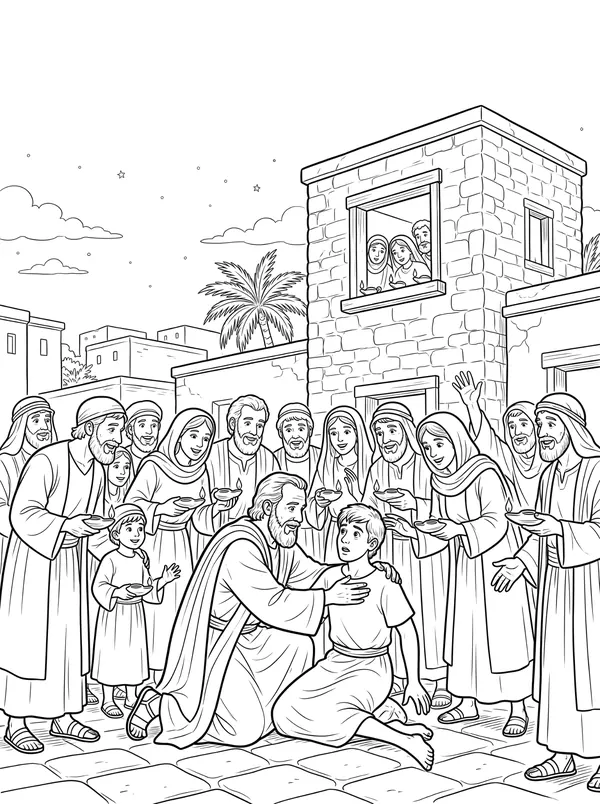 Eutychus Falls from the Window coloring page