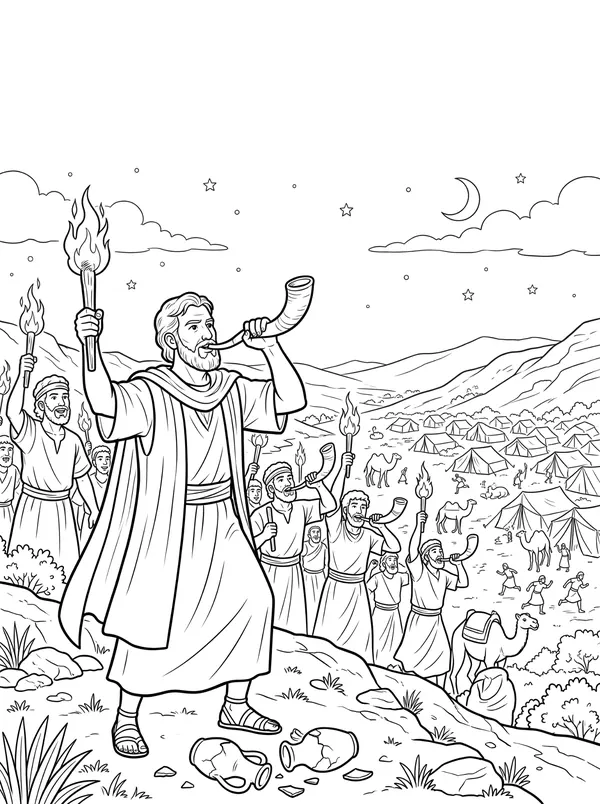 Gideon’s Three Hundred coloring page