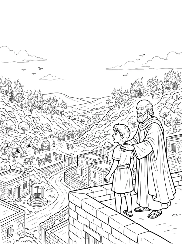 Horses and Chariots of Fire coloring page