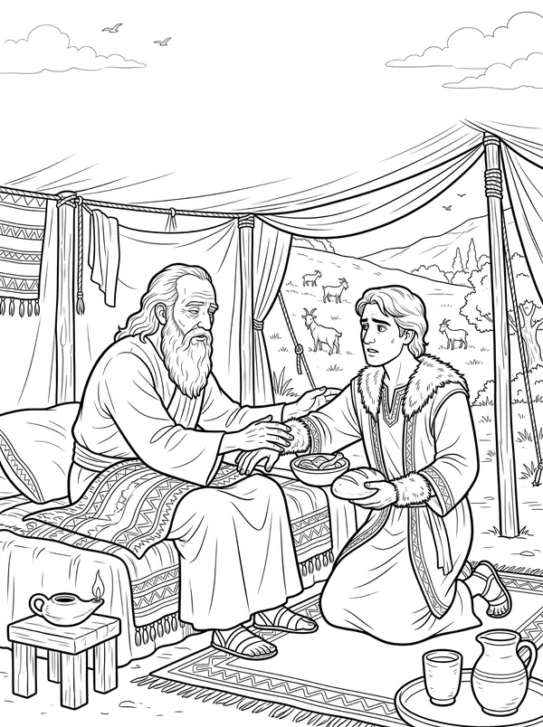 Jacob Receives the Blessing coloring page