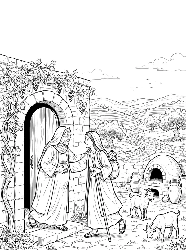 Mary Visits Elisabeth coloring page