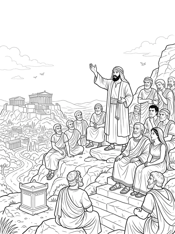 Paul in Athens coloring page