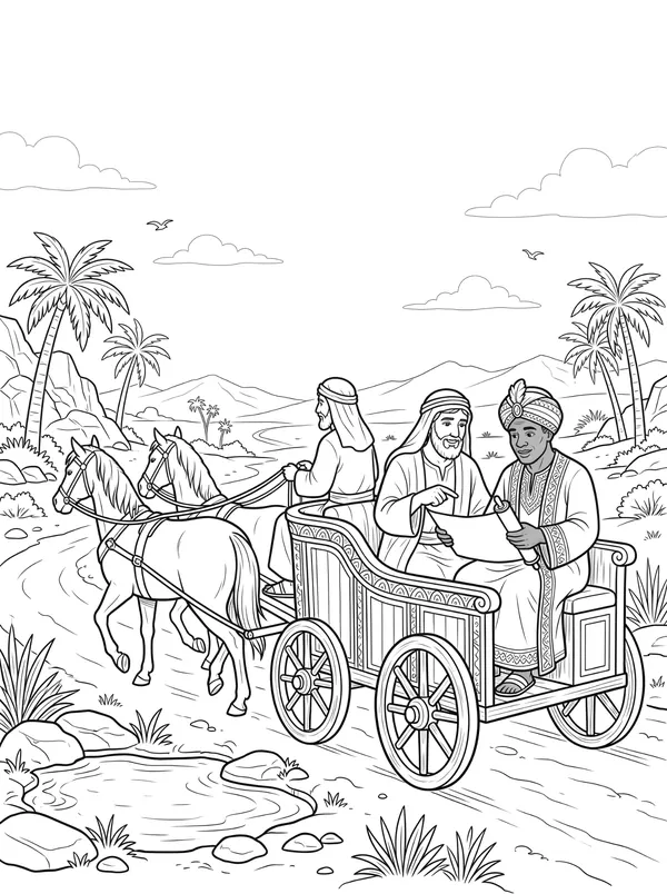 Philip and the Ethiopian coloring page