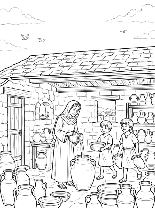 The Pots of Oil coloring page