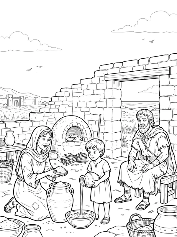 The Widow’s Meal and Oil coloring page