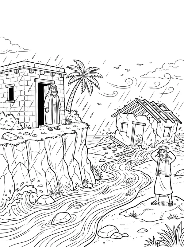 The Wise and Foolish Builders coloring page